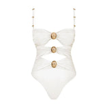 2025 New Sling With Breast-Plated Hollow Swimsuit Women's Half-Body Dress Two-Piece