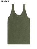 high quality chic basic V-NECK Camisole female Summer white knit tank top Women sexy sleeveless tank