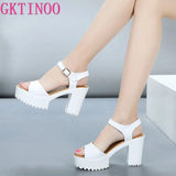 New Summer Women Sandals Shoes 2021 Thick With OL Korean Summer Sandals Large Size Genuine Leather Women Shoes