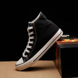 Arrival Summer Fashion Men Flats Shoes All Black White red Casual Shoes Mens Canvas Shoes Lace-Up high top