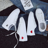 2022 Autumn Woman Shoes Fashion New Woman PU Leather Shoes Ladies Breathable Cute Heart Flats Casual Shoes White
