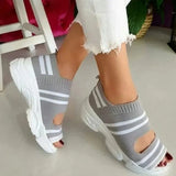 Women Sandals Open Toe Wedges Platform Ladies Shoes Knitting Lightweight Sneakers Sandals Big Size 35-43 Zapatos