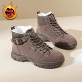 Breakj Women's Cotton Shoes 2024 Winter New Martin Boots Women's Round Head Platform And Velvet Warm Women's Shoes Anti-Velvet Boots