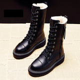 2020 NEW Fashion Women's Short Boots GIRLS Snow Boots PU Leather Side Zip Non-slip Warm Shoes Plush Inner