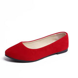 Spring Autumn Women Shoes Flock Flats Comfortable Flat Shoes Women Flats Loafers Shallow Slip on Shoes Red Black Plus