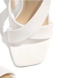 Summer Women's Slippers High Heel Square Head Wearing Cross Toe Slippers