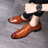 Men's Dress Shoes Formal Men Monk Shoes Oxford Shoes For Men Wedding Dress Brand Leather Double Buckles Shoes big