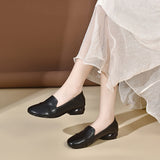 2024, Simple Temperament Low Heel Round Head Flat Shoes Women's Work Shoes Soft Skin Shallow Mouth Small Single Shoes Women's Four Seasons