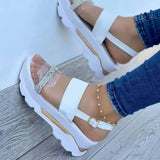 Summer Women Platform Buckle Strap Sandals Thick Bottom Casual Lady Anti-Slip Beach Shoes Sequins Footwear Sandalias