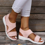 2022 Summer Women Shoe Peep Toe Breathable Mesh Shoes Casual Sandals Ladies Solid Color Wedge Shoes Sexy Plus Size