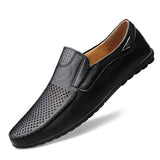 Men Shoes Casual Luxury Brand Summer Mens Loafers Genuine Leather Moccasins Hollow Out Breathable Slip on Driving