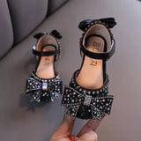 Hot Summer Girls Sandals With Bow Open Toe Diamond Princess Party Shoes Soft Flat Sandals For Girls Kids
