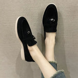 Breakj Summer New Sweet Women's Flat Shoes Bean Shoes Autumn Lazy Solid Color Round Head Single Shoes Women 42 Large