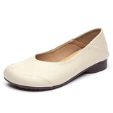 Women Mother Female Ladies Genuine Leather Shoes Flats Loafers Non Slip On Retro Ballerina National Moccasins Round