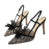 Lace women pumps Fashion Slingback High heels Female Shoes Elegant Thin heeled Office Lady Shoes Sandals Size