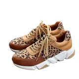 Plus size 36-44 New Thick-soled Round Toe Low-top Leopard Print Women's Singles Cross-large Stitching Lace-up