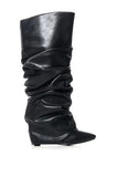 Breakj New Pointed Wrinkled Boots High Heel Long Women's Fashion And Knee Pile