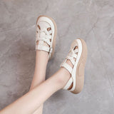 Breakj Version Of Roman Sandals Women Wear 2025 Summer New Retro Buckle Beach Shoes Head Breathable Hollow
