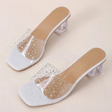 High-heeled Slippers Women 2023 Summer New Crystal Heel Hot Drill Outer Wear Comfortable Shallow Mouth Women's