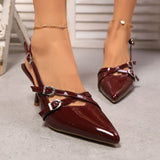 Breakj Spring New French Pointed Head Sandals Women Fine Heel Belt Buckle Fairy Wind Low Heel Single
