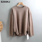 Winter splitside oversize thick Sweater pullovers Women 2021 loose cashmere turtleneck big size Sweater Pullover