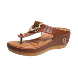 Breakj Size Slope With Hollow Toe Slippers Female Thick Bottom Buckle Lightweight Beach