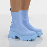 Autumn Socks Boots Woman Stretch Fabric Mid-Calf Casual Platform Shoes Knitted Short Boots Women Plus Size Boots New