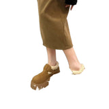 Breakj Women's Shoes Winter Female Cotton Shoes Pure Color British Style Fashion Versatile Thick Platform Increased Warm Student Commuting