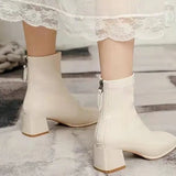 Breakj Boots Women 2025 New Autumn And Winter Korean Version Of The Square Head And Zipper High And Velvet Cylinder Thin Short