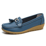 Women Shoes Spring Autumn Cow Leather Flats Women Footwear Slip On Loafers Mother Moccasins Shoes Female Large Size