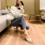 Breakj Clip Toe Sandals Women Flip-Flops High Heel Pins Outside Wearing Fashion Slippers Outside The Cool Drag