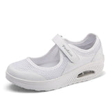 Breakj Large-Size Single-Shoe Women's 2023 New Air Cushion Low-Help Magic Sticker Light Mouth Single-Shoe Color Mesh Women's