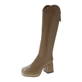 Zipper Boots Are No More Than Knee-High Boots 2023 Autumn / Winter New Knight Boots With Thick Heels For Short Martin