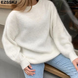 Soft oversized Cashmere Sweaters Women 2021 puff sleeve Winter sweater Pullovers Loose Female Warm Basic sweater
