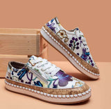 mujer 2021 Graffiti Lace Up Flats Women Fashion Casual Shoes Women loafers Size 43 platform Shoes zapatos