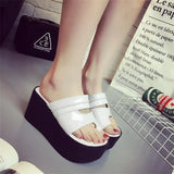 Heel Toe Slippers Female 2023 Summer Korean One-Line Bright Skin Slippers With Platform And Women's
