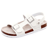 New Men's PU Leather Mule Clogs Slippers High Quality Soft Cork Two Buckle Sandals For Men Big Size Shoes