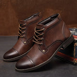 Retro Men's Leather Boots Spring Men Shoes British Casual Boot for Man Flats Ankle Boots Basic Men Western