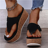 Women Summer Flip Flops Shoes Female Wedge Platform Sandal 2022 Ladies 7.5cm Thick Bottom Casual Slippers Shoe Black