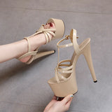 Breakj Patent Leather Sandals Special High Heels Heel Sexy 17CM Waterproof Platform Hate Day Superb High Slippers Female