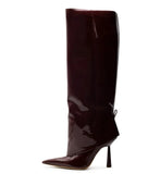 Breakj New 2024 Big Tube Around Pointed Skirt Boots Long Stone Grain Knight Boots Women's