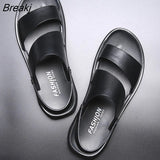 Dress Men Sandals Leather New 2023 Fashion Vintage Men Shoes High Quality Soft Comfort Casual Flats Beach Male