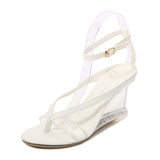 Breakj High Heels Female Summer New Korean Version Of Versatile Summer Women's Shoes A Word Buckle Simple Wedge Sandals