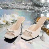 Breakj The Summer Of 2025, The New Square Head Fairy Bow High-Heeling Slippers With A Word Of Wearing Cold Drag
