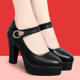 Thick-Heeled Cheongsam Catwalk High-Heeled Women's Thick-Soled Waterproof Platform Model Performance Shoes Working Women's