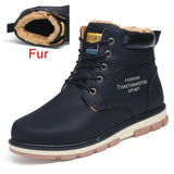 2022 Newest Autumn Winter Ankle Warm Boots Quality PU Leather Men Casual Working Shoes Vintage Style Lace Up Men