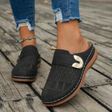Breakj 2025 Large Size Hollow Out Women's Shoes Buckle Belt Decoration Baotou Sandals Women's Platform Half Slipper