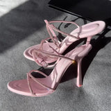 Breakj And Summer 2025 New Water Drill Letter High Heels Sexy Dew Fine Heel King With Sandals Women