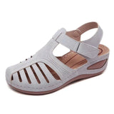 Women's Sandals Summer Ladies Girls Leather Vintage Sandals Buckle Casual Sewing Women Shoes Solid Female Ladies Platform