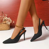 Breakj Women 2025 Summer New High-Heeled Shoes Buckle Women's Shoes Fashion Fine Heel Tip Head
